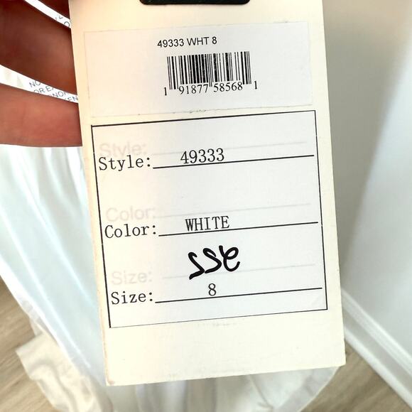 Mac Duggal Rosette Flower Halter Chiffon Gown In White 49333 Size 8 New - Picture 15 of 16